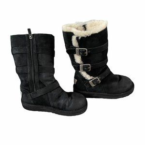 Girls Black Tall Buckle UGG's 13